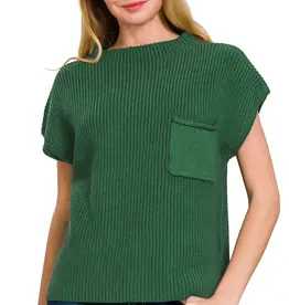 Mock Neck Short Sleeve Sweater