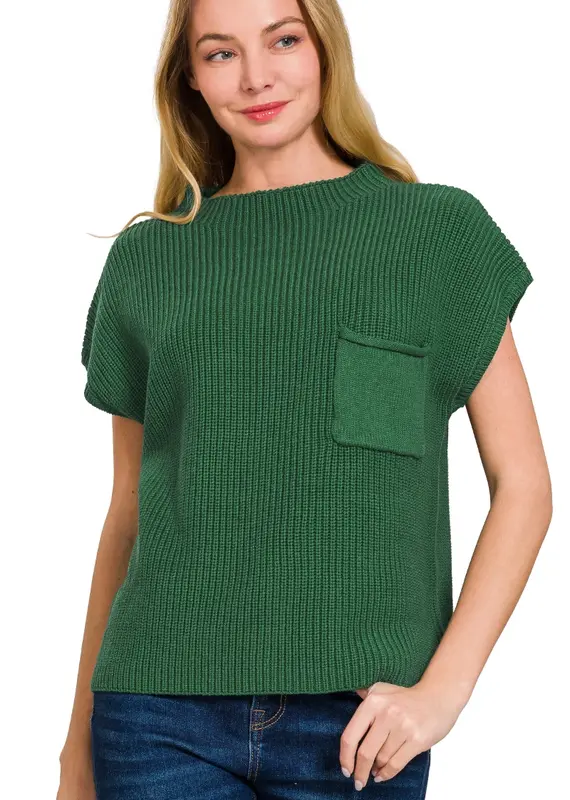 Mock Neck Short Sleeve Sweater