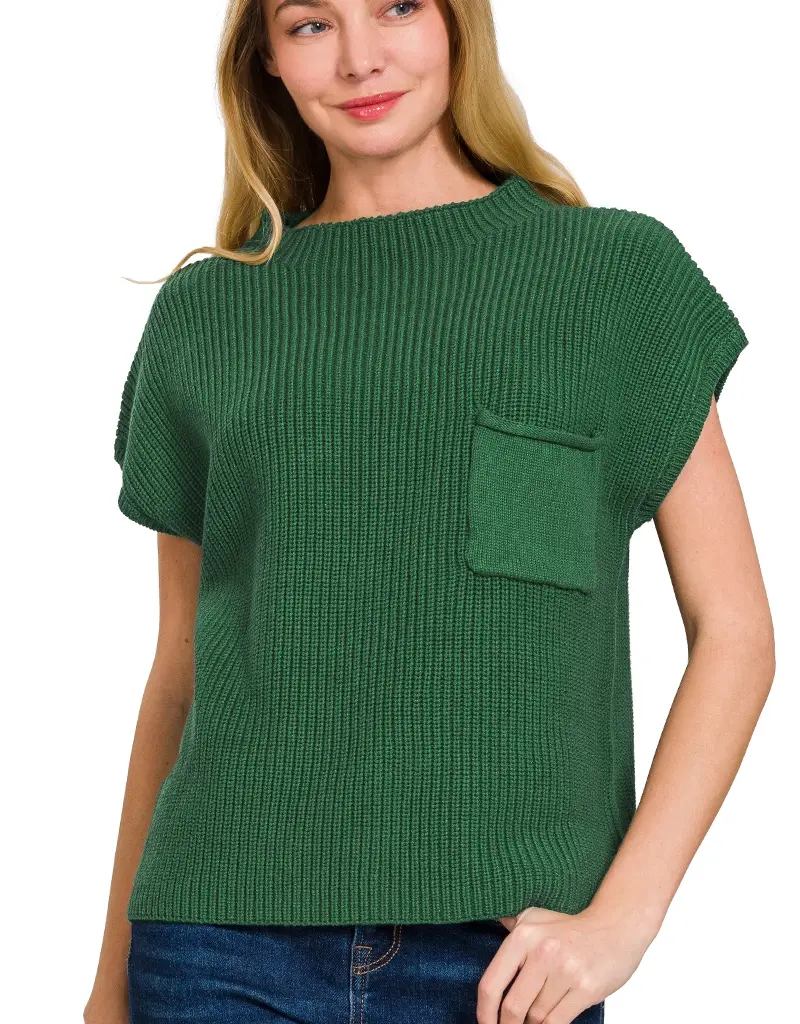 Mock Neck Short Sleeve Sweater