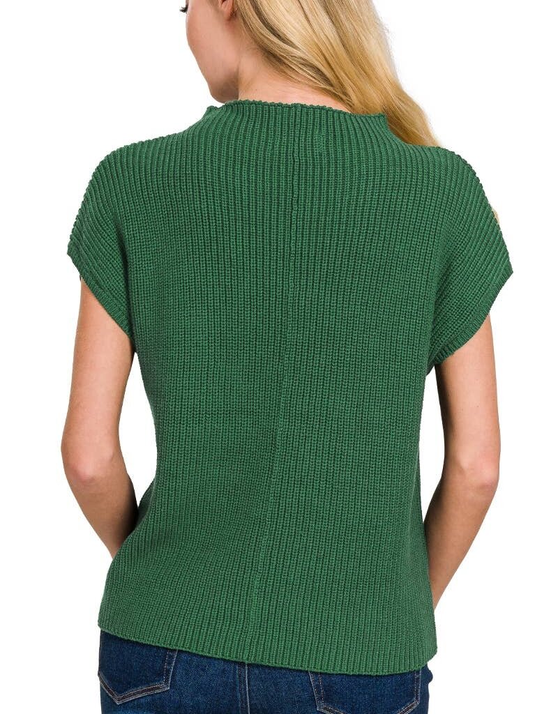Mock Neck Short Sleeve Sweater