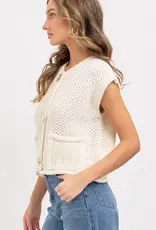 Button Closure Knit Vest Top