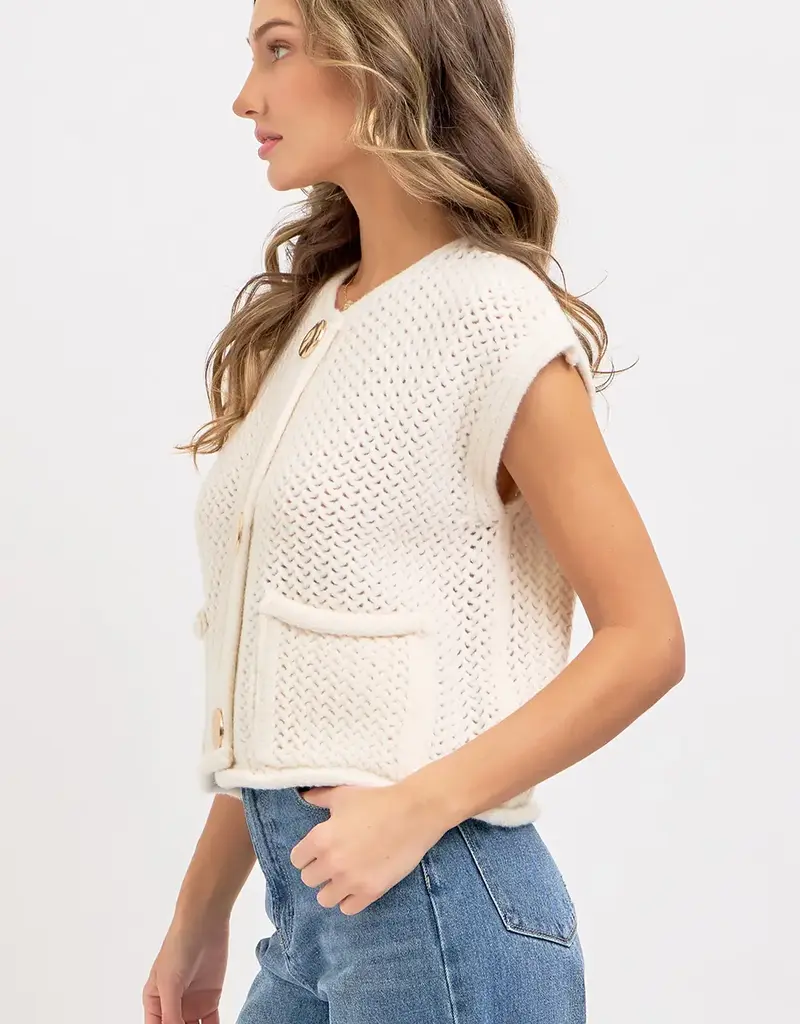 Button Closure Knit Vest Top