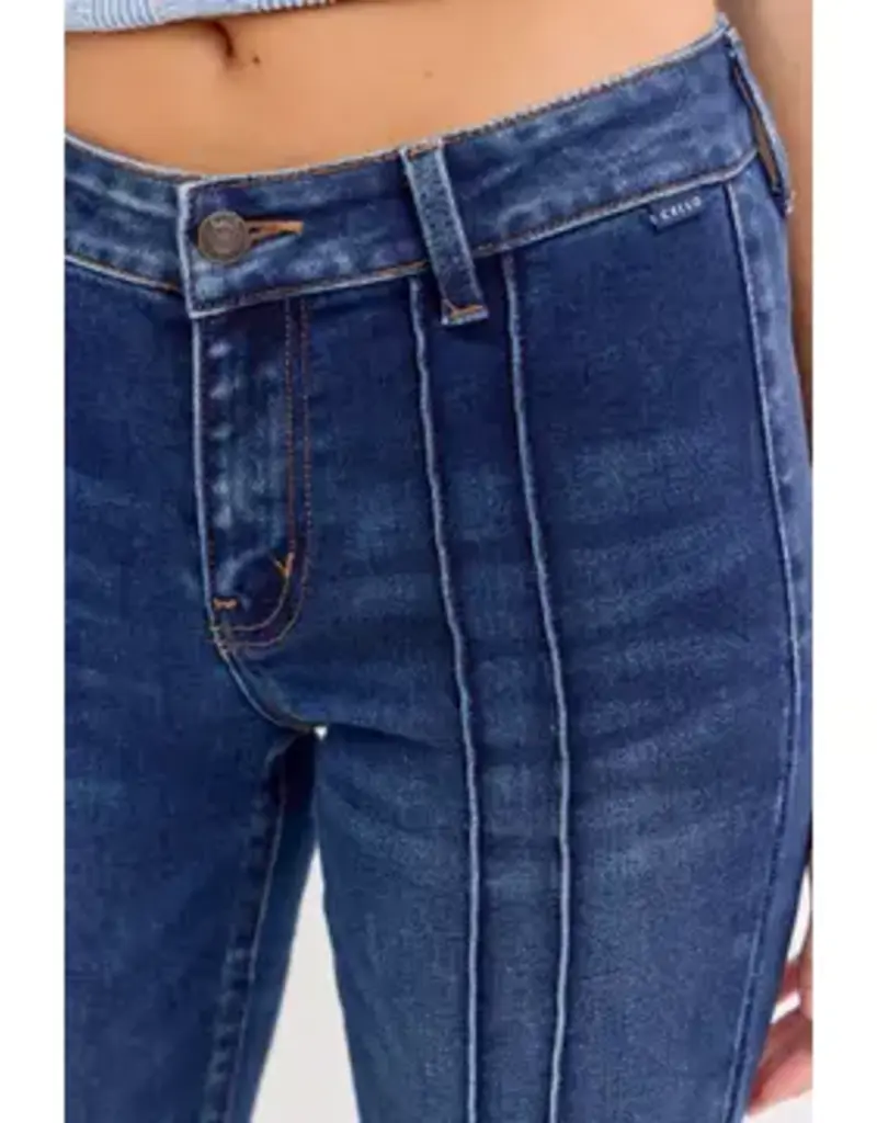 Mid Rise Flare Jean With Pintuck Seam