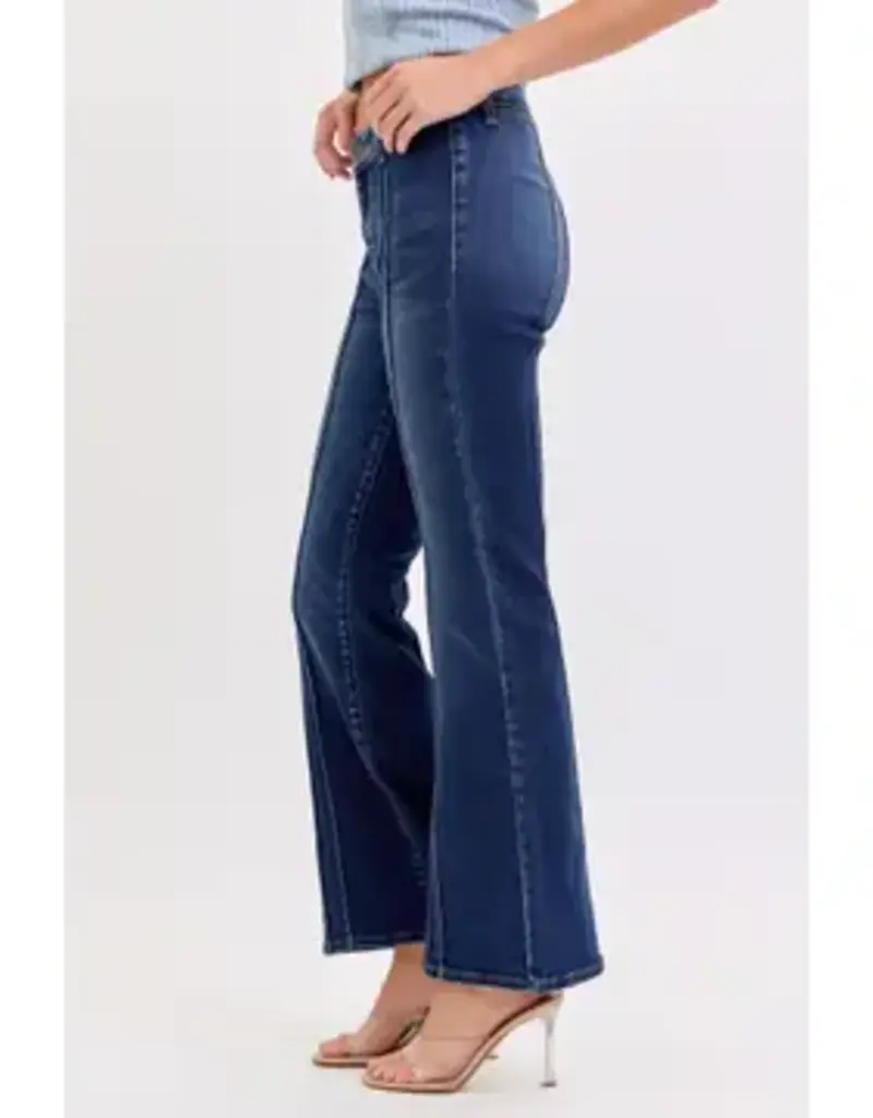 Mid Rise Flare Jean With Pintuck Seam