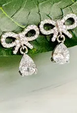 Sparkly Bow Teardrop Earrings