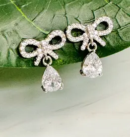 Sparkly Bow Teardrop Earrings