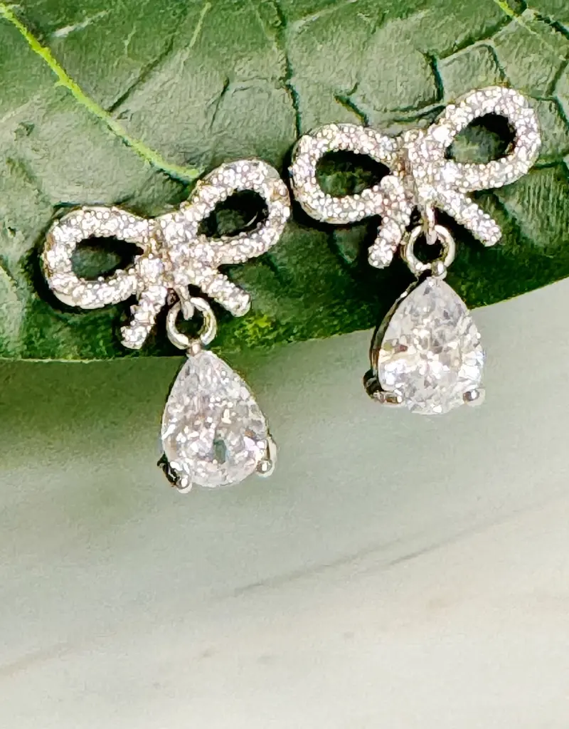 Sparkly Bow Teardrop Earrings