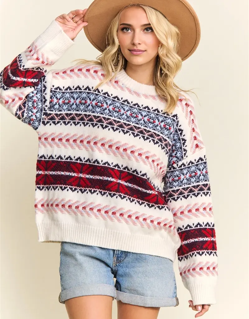COZY SNOW Pattern Knit Sweater