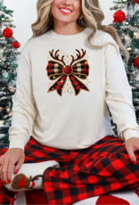 Rudolph Plaid Bow Long Sleeve Tee