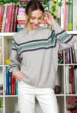 Balloon Sleeve Geo Pattern Printed Sweater