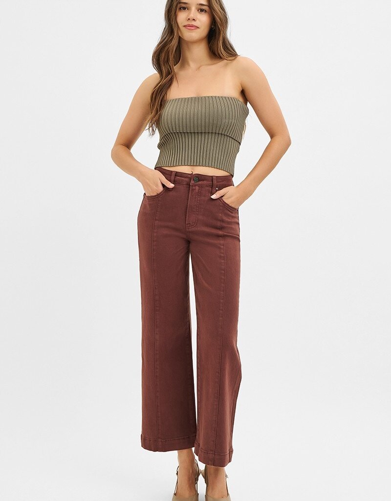 High Rise Tummy Control  Crop Wide Pant