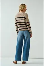 Lace Up Relexed Fit Stripe Sweater