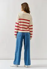 Lace Up Relexed Fit Stripe Sweater