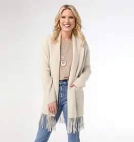 Heavenly-Luxe Mid Length Cardigan with Fringe