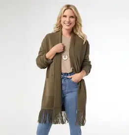 Heavenly-Luxe Mid Length Cardigan with Fringe