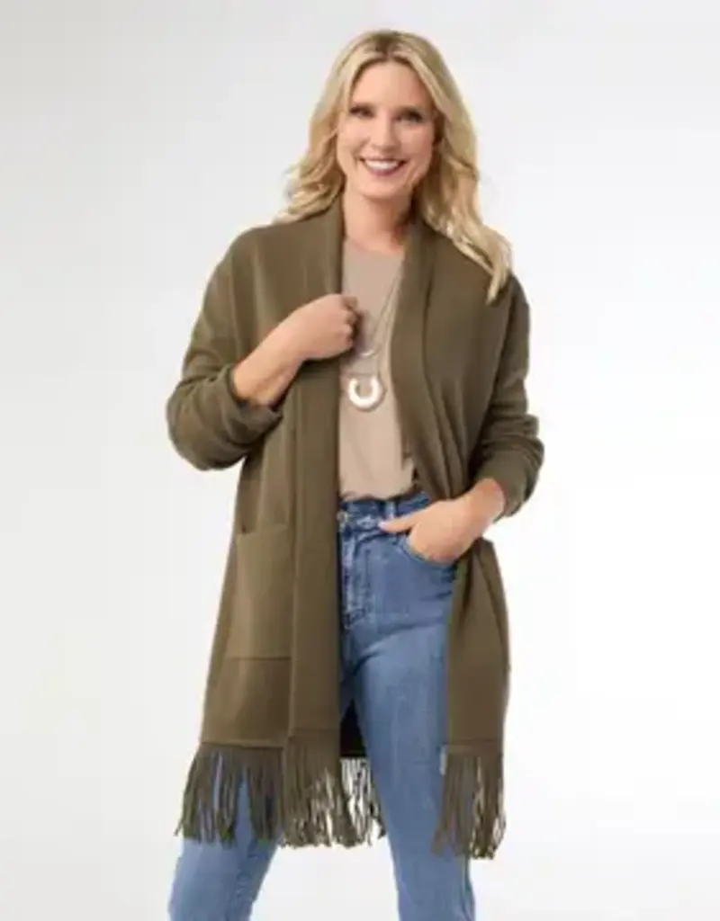 Heavenly-Luxe Mid Length Cardigan with Fringe