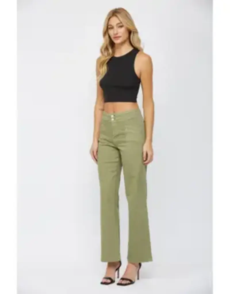 High-Rise Slant Front Pocket Wide Leg