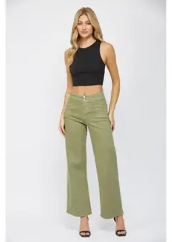 High-Rise Slant Front Pocket Wide Leg