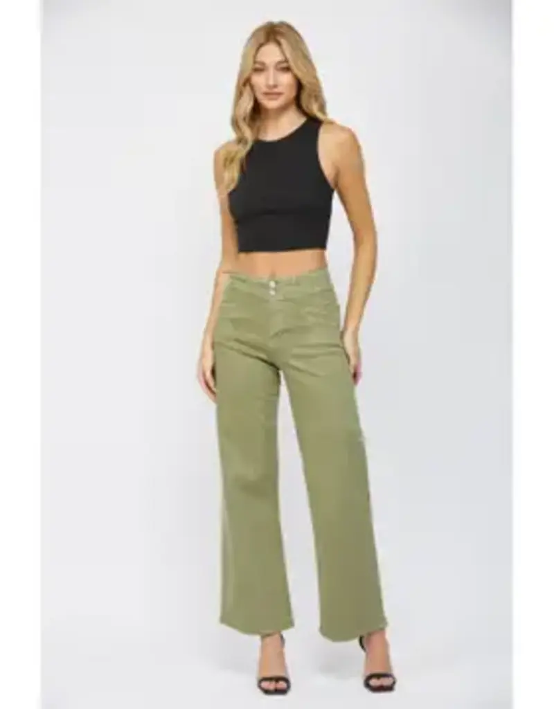 High-Rise Slant Front Pocket Wide Leg