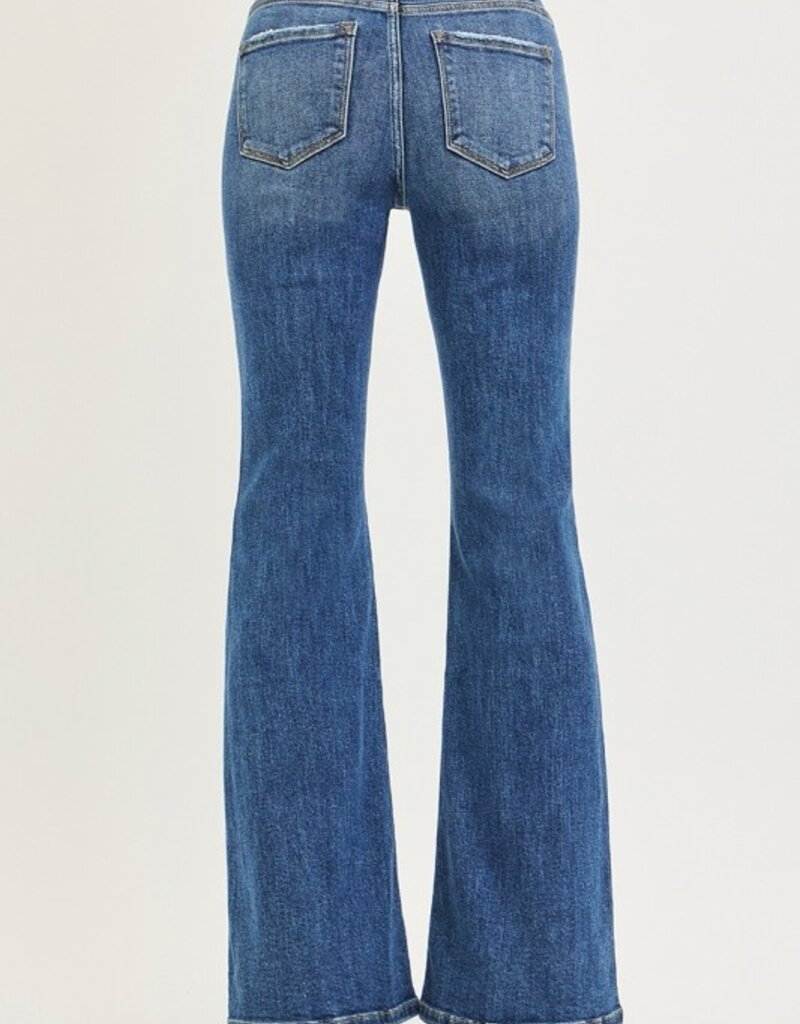 Tummy Control High Rise Flare Front Seam Detail