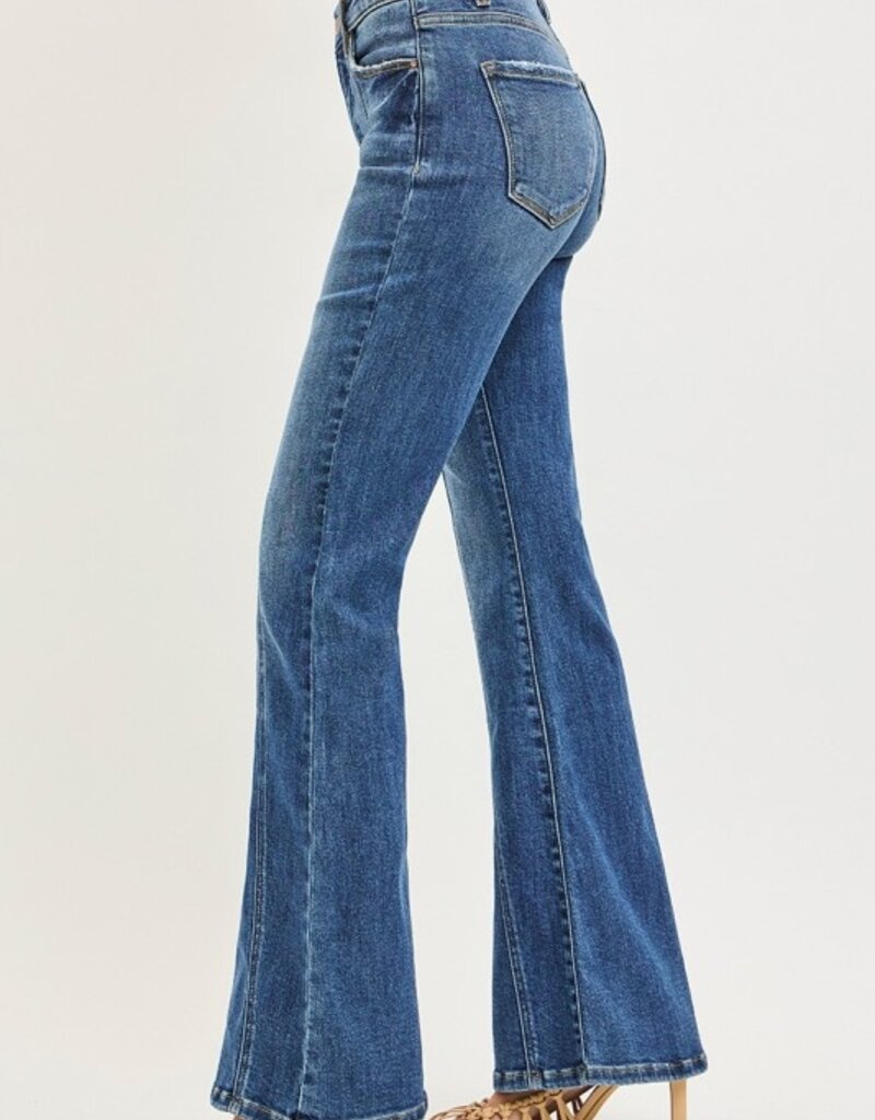 Tummy Control High Rise Flare Front Seam Detail