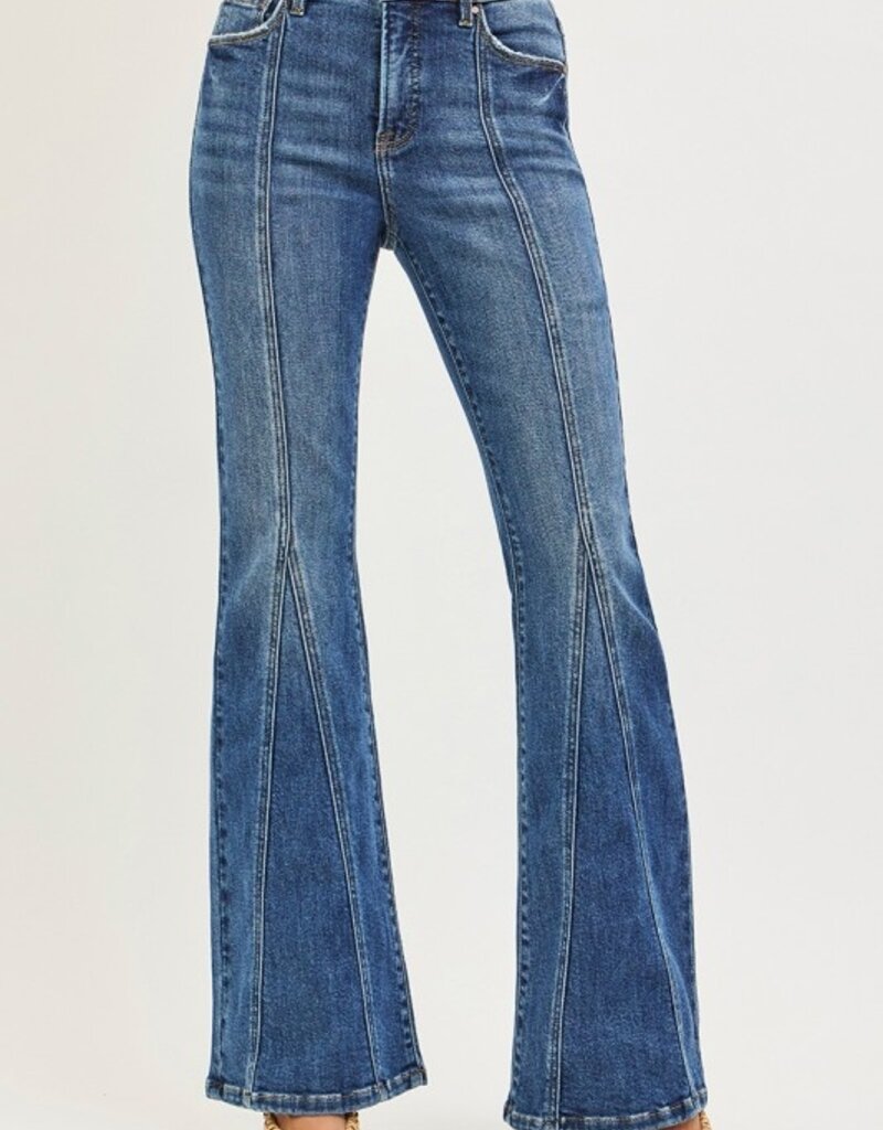 Tummy Control High Rise Flare Front Seam Detail