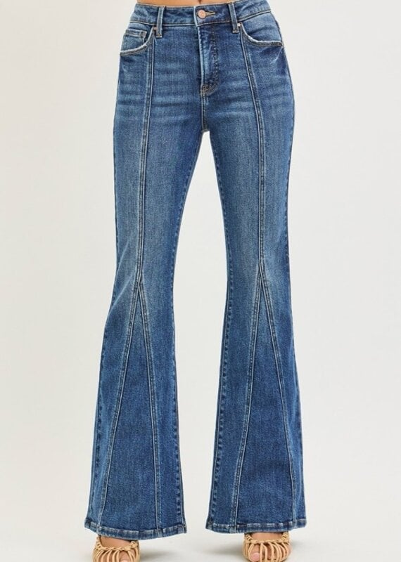 Tummy Control High Rise Flare Front Seam Detail