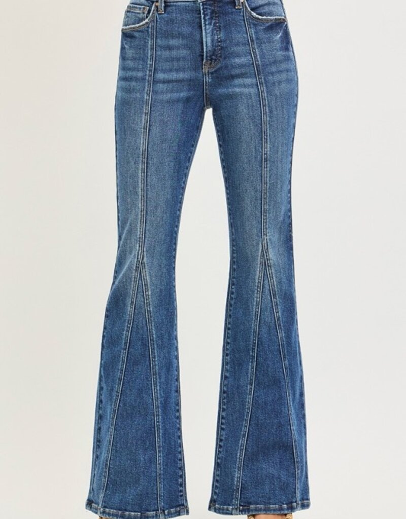 Tummy Control High Rise Flare Front Seam Detail