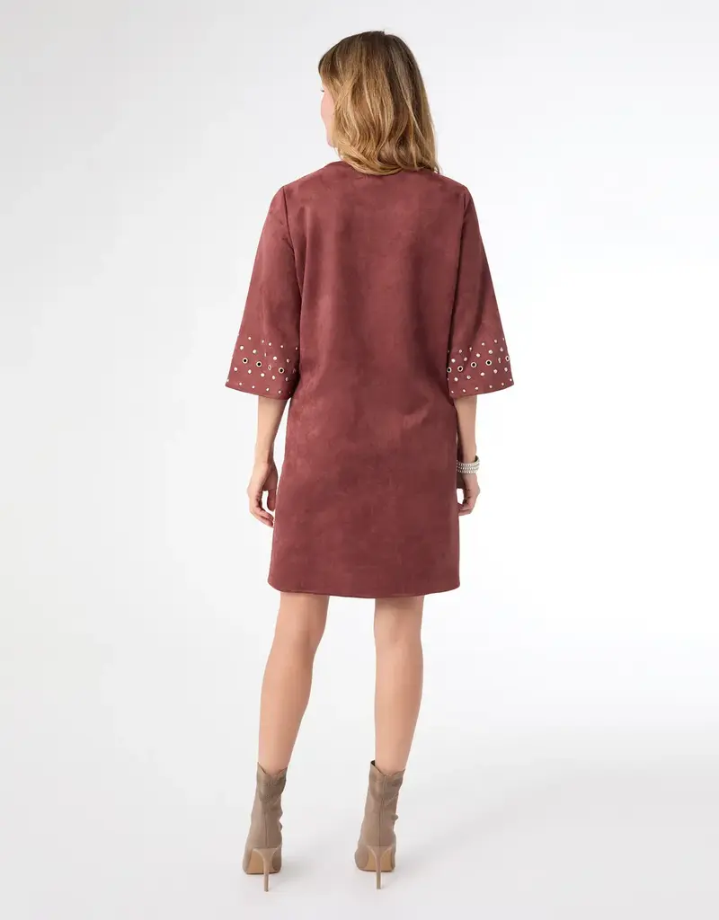 Seri Faux Suede Dress with Rivet Detail