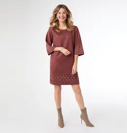 Seri Faux Suede Dress with Rivet Detail