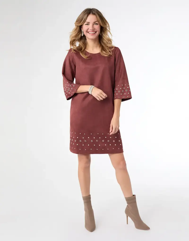 Seri Faux Suede Dress with Rivet Detail