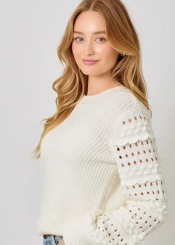 Textured Sleeve Sweater