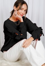 Bow Embellished Long-Sleeve Crew Neck Knit Sweater