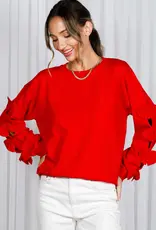 Bow Embellished Long-Sleeve Crew Neck Knit Sweater