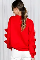 Bow Embellished Long-Sleeve Crew Neck Knit Sweater