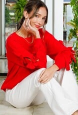 Bow Embellished Long-Sleeve Crew Neck Knit Sweater