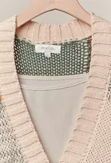 Color Block Crochet V Neck Cardigan