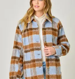 Plaid Button Down Shirt Jacket