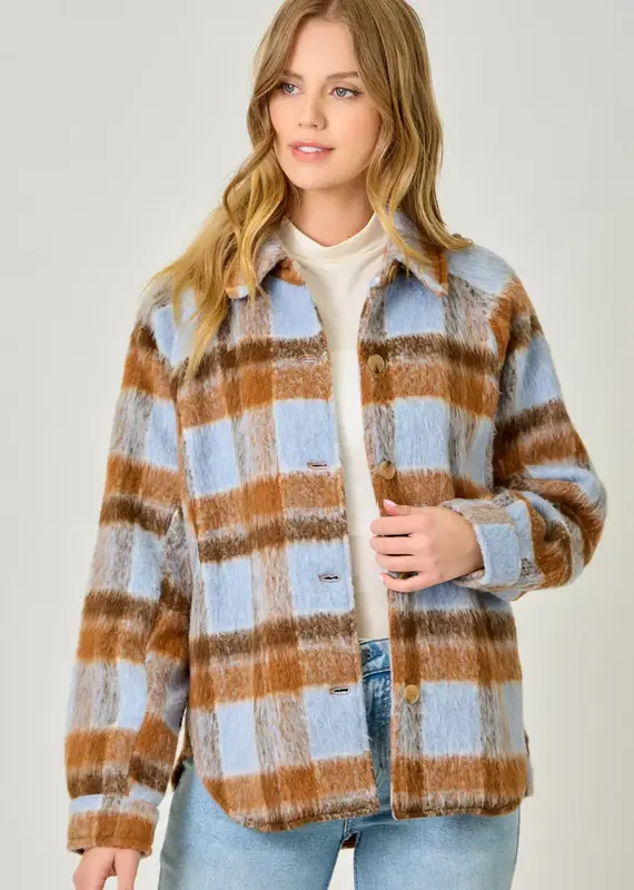 Plaid Button Down Shirt Jacket
