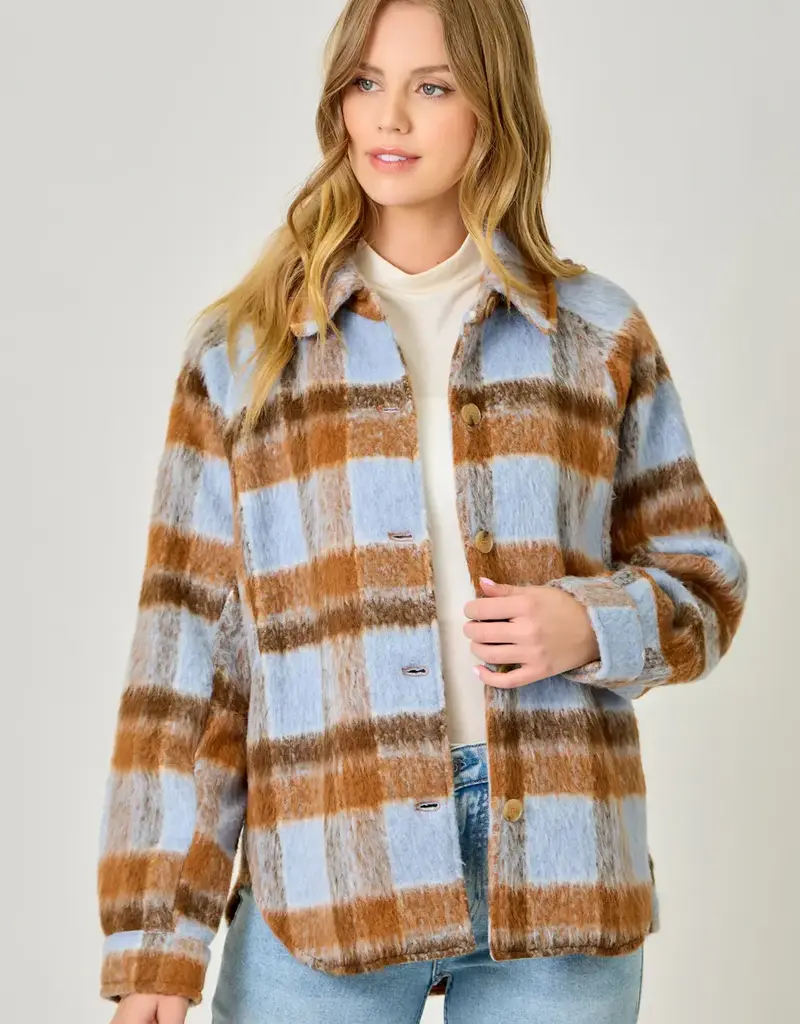 Plaid Button Down Shirt Jacket