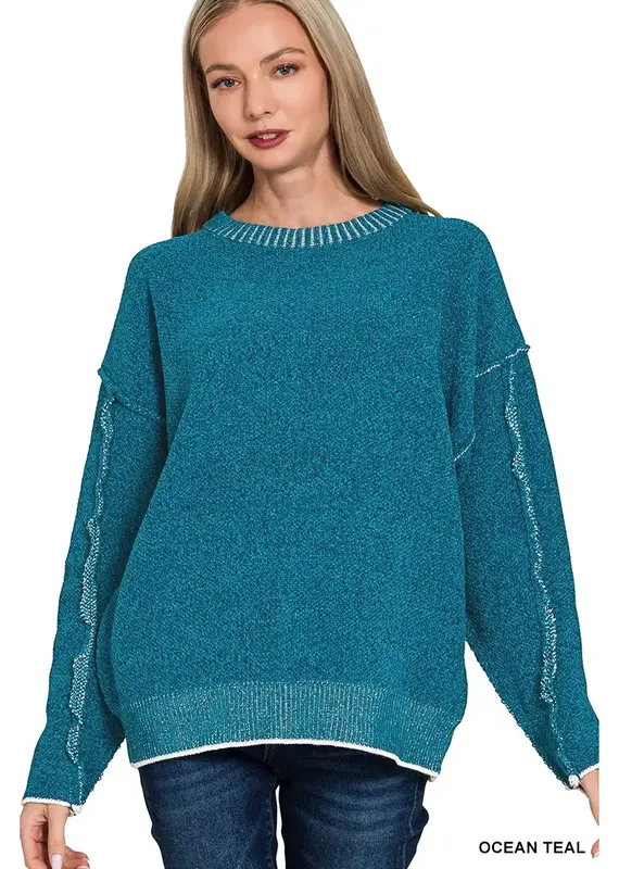 Super Soft Exposed Seam Detail Sweater