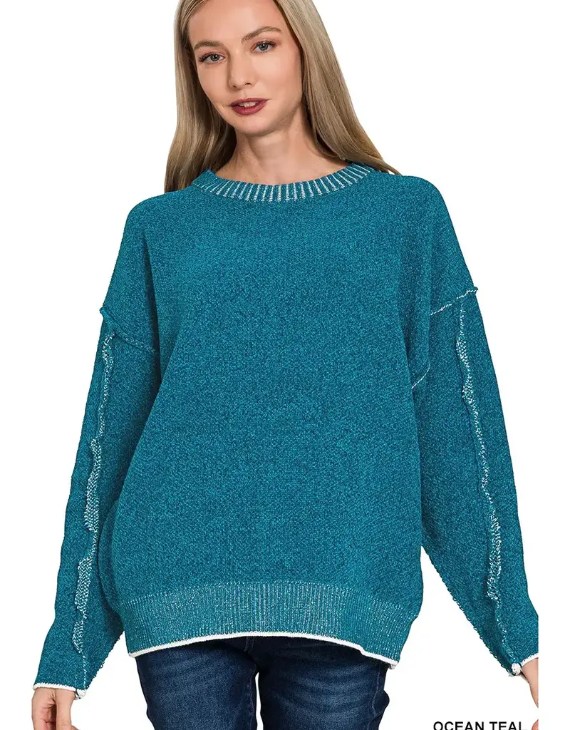 Super Soft Exposed Seam Detail Sweater