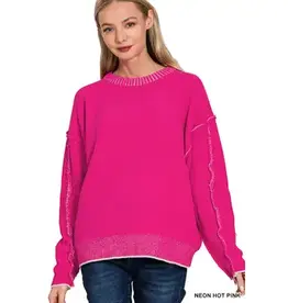 Super Soft Exposed Seam Detail Sweater