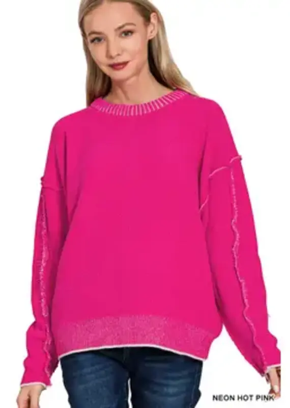 Super Soft Exposed Seam Detail Sweater