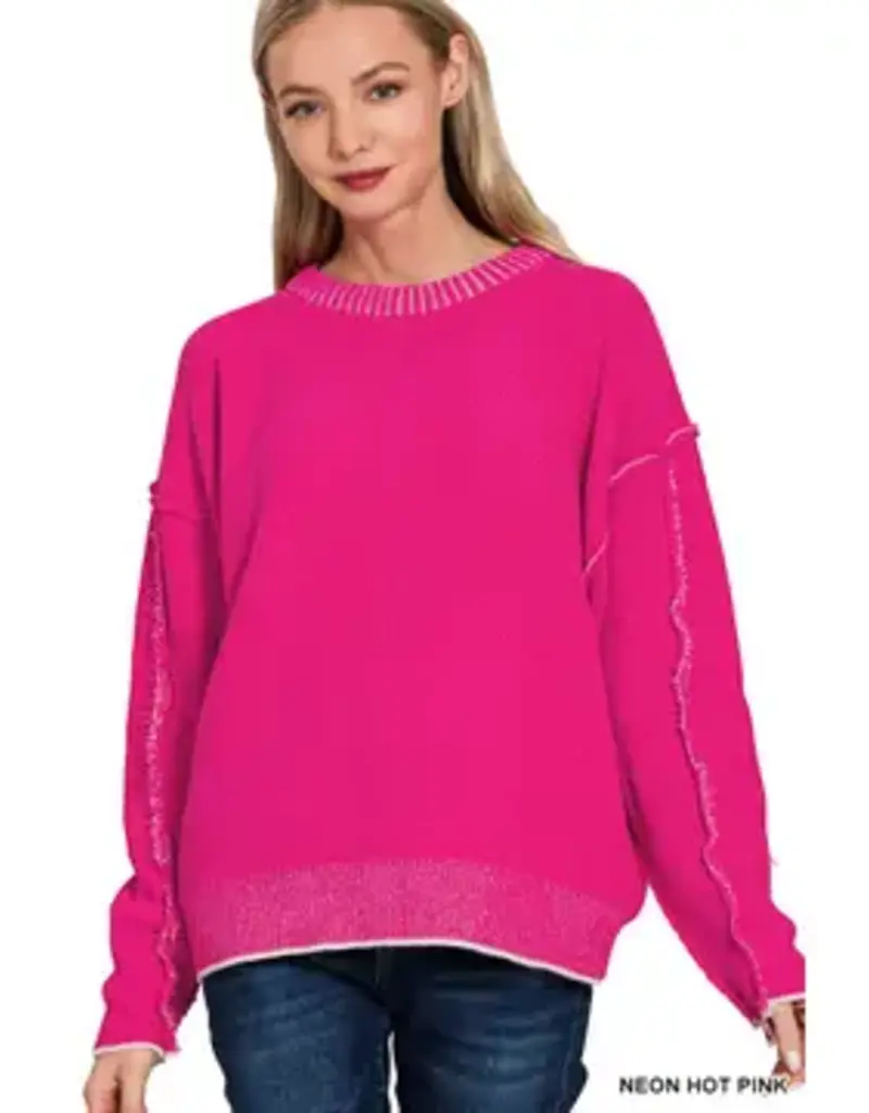 Super Soft Exposed Seam Detail Sweater