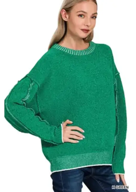 Super Soft Exposed Seam Detail Sweater