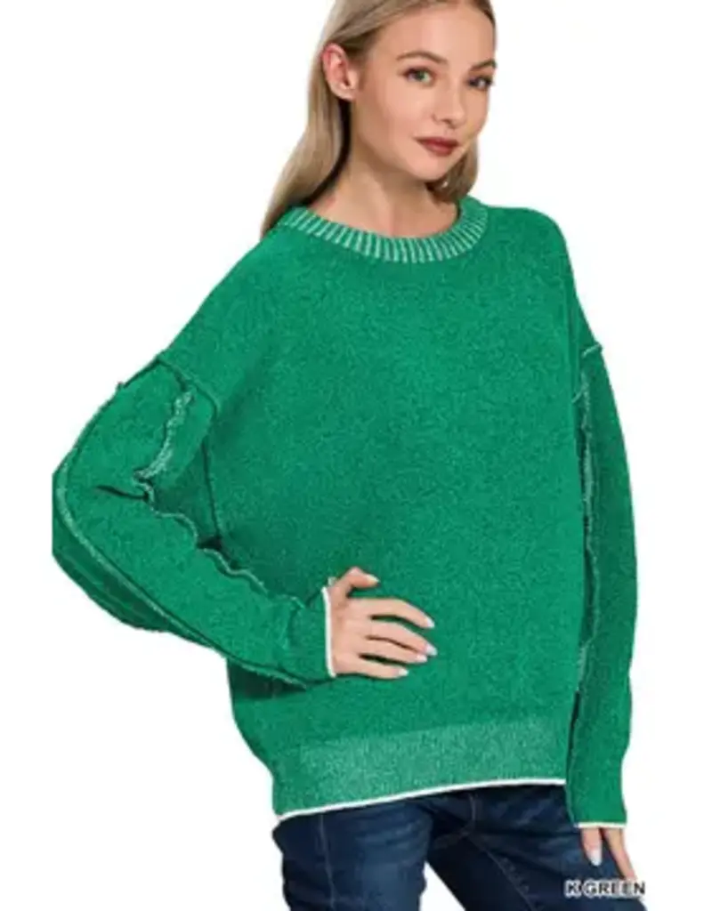 Super Soft Exposed Seam Detail Sweater