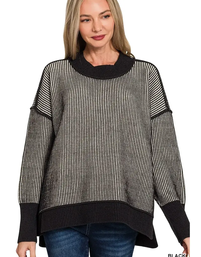 Two Tone With Exposed Seam Detail Sweater