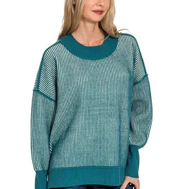 Two Tone With Exposed Seam Detail Sweater