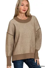 Two Tone With Exposed Seam Detail Sweater